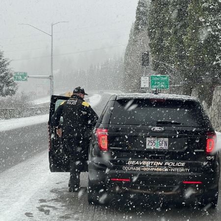 officer out in the snow