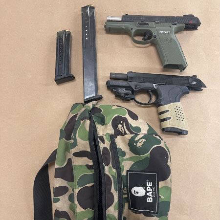guns, ammo and carrying pouch